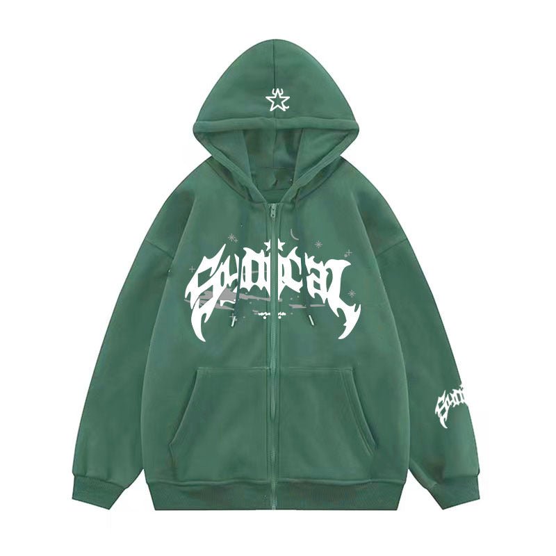 Felpa con zip verde Stotic